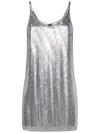 Rabanne Metallic Mesh Tank Top With Side Slits In Grey