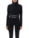 Rabanne Logo-underband Cropped Sweatshirt In Black
