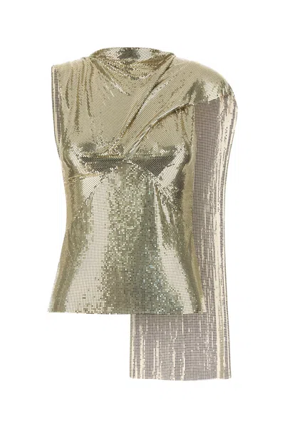 Rabanne Gold Metal Knit Top In Green