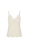 Rabanne Top In Pizzo Beige Semi Trasparente In Ivory
