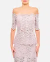 Rabanne Off-the-shoulder Lace Top With Floral Patterns In Pink