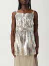 Rabanne Laminated Pleated Satin Top With Lace Detail