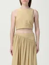 Rabanne Back Bow Sleeveless Cropped Crew Neck Top In Neutral