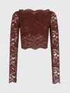 Rabanne Intricate Floral Lace Long-sleeve Top In Brown