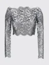 Rabanne Cropped Scalloped Stretch-lace Top In Gray