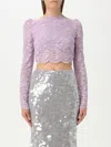 Rabanne Lavender Lace-effect Top With Boat Neckline In Lavendel