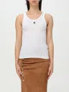 Rabanne Ribbed Cotton Tank Top With Perforated R-logo In White