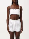 Rabanne White Pleated Crop Top With Studs In Weiss