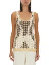 Rabanne Second Skin Top With Circular Embellishments In Silver