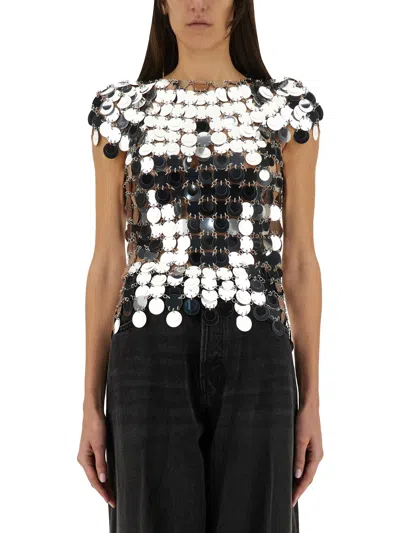 RABANNE TOP "THE ICONIC SILVER SPARKLE DISCS"