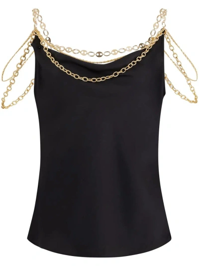 Rabanne Chain-detail Cowl-neck Top In Black  