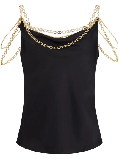 Rabanne Chain-detail Cowl-neck Top In Black