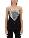 Rabanne Top With Sequin Embellishment And Draped Neckline In Black