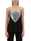 Rabanne Top With Sequin Embellishment And Draped Neckline In Black