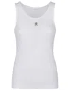 Rabanne Ribbed Cotton Tank Top With Perforated R-logo