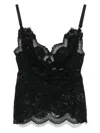 Rabanne Black Lace Top With V-neck  In Black