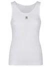 Rabanne Ribbed Cotton Tank Top With Perforated R-logo In White