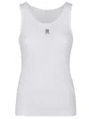 Rabanne Ribbed Cotton Tank Top With Perforated R-logo In White