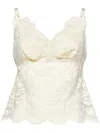 Rabanne Top In Pizzo Beige Semi Trasparente In White