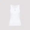 Rabanne Ribbed Cotton Tank Top With Perforated R-logo In White