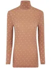 Rabanne Crystal-embellished High-neck Top In Beige