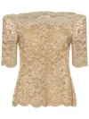 Rabanne Sequined Dentelle Brodé Top In Beige