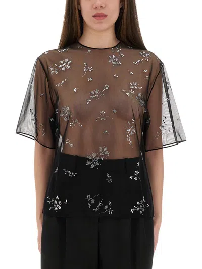 RABANNE RABANNE TRANSPARENT TOP WITH APPLICATIONS