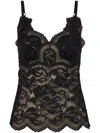 Rabanne Intricate Lace Top With Adjustable Spaghetti Straps In Schwarz