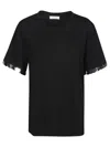 Rabanne Black T-shirt With Sequins On Bottom Sleeve