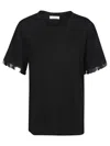 Rabanne Black T-shirt With Sequins On Bottom Sleeve In Black