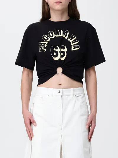 Rabanne Printed Cotton T-shirt In Black