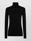 Rabanne Turtleneck Embellished Fitted Silhouette Long Sleeves In Black
