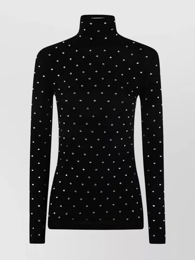 RABANNE TURTLENECK EMBELLISHED FITTED SILHOUETTE LONG SLEEVES