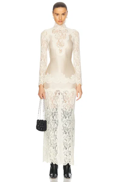 RABANNE TURTLENECK LACE LONG DRESS