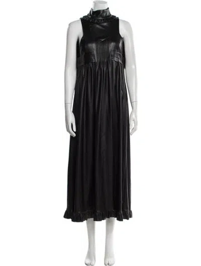 Pre-owned Rabanne Turtleneck Long Dress In Black