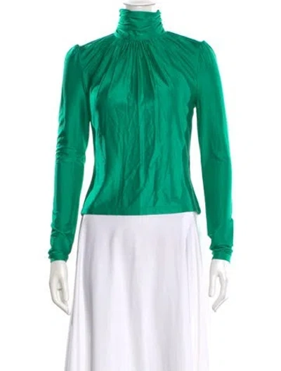 Pre-owned Rabanne Turtleneck Long Sleeve Top In Green