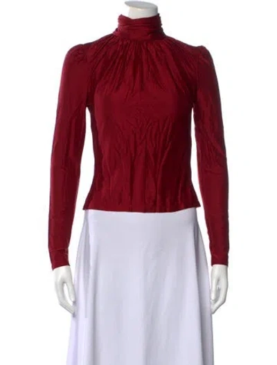 Pre-owned Rabanne Turtleneck Long Sleeve Top In Red
