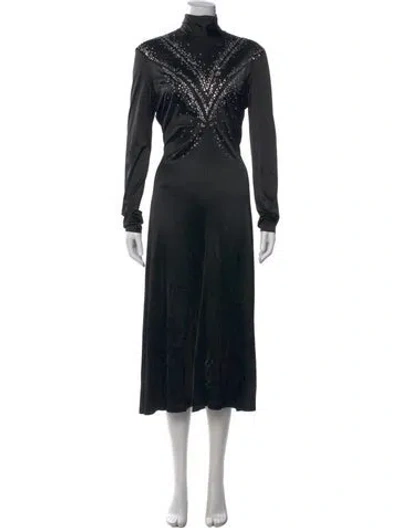 Pre-owned Rabanne Turtleneck Midi Length Dress In Black