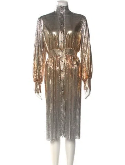 Pre-owned Rabanne Turtleneck Midi Length Dress In Multi