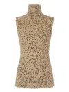Rabanne Embellished Brushed Cheetah-print Stretch-knit Turtleneck Tank In Animal Print