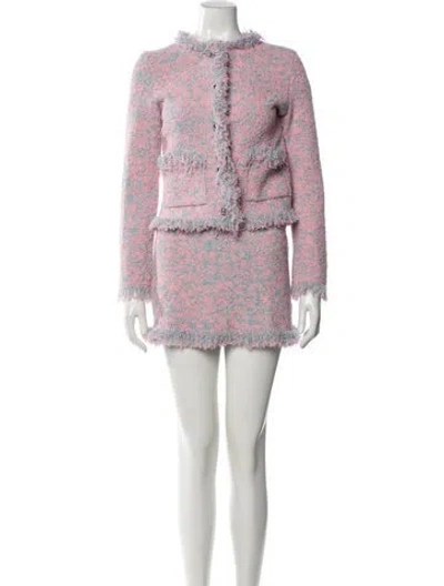 Pre-owned Rabanne Tweed Pattern Glitter Accents Skirt Set In White