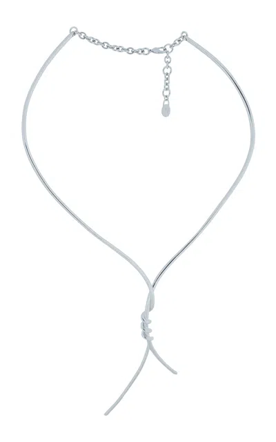 Rabanne Twisted Brass Collar Necklace In Silver