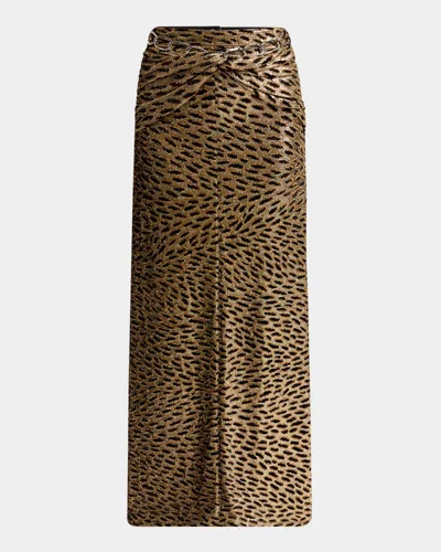 Rabanne Twisted Metallic Jacquard Maxi Skirt In Multi Animal