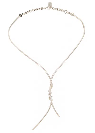 Rabanne Twisted Sculpted Necklace In Silver