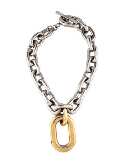 Pre-owned Rabanne Two Tone Xl Link Collar Necklace, 19.75" In Multicolor