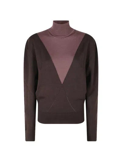 Rabanne Two-tone Roll-neck Sweater In Brown