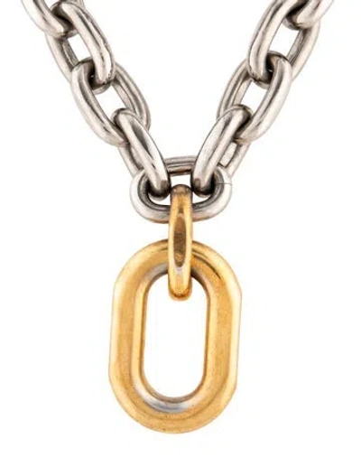 Pre-owned Rabanne Two-tone Xl Link Collar Necklace, 19.5" In Multicolor