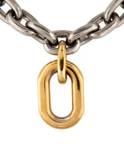 Pre-owned Rabanne Two-tone Xl Link Pendant Necklace, 19.75" In Multi