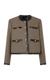 Rabanne Vegan Leather-trimmed Wool Jacket In Black