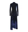 Rabanne Womens Velvet High-neck Stretch-woven Midi Dress Navy Poseidon In Blue